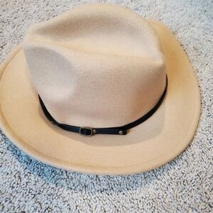 Boho Tan Wool Blend Hat with Band